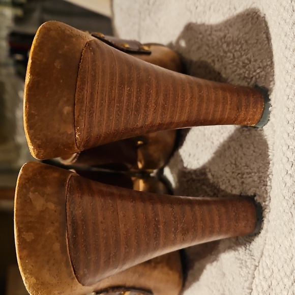 Michael Michael Kors wood leather heels size 8 sandals - Picture 4 of 8